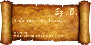 Szünder Barbara névjegykártya